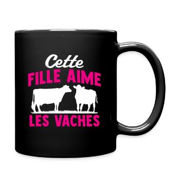 Cette fille aime les vaches - Mug uni - noir - Droite