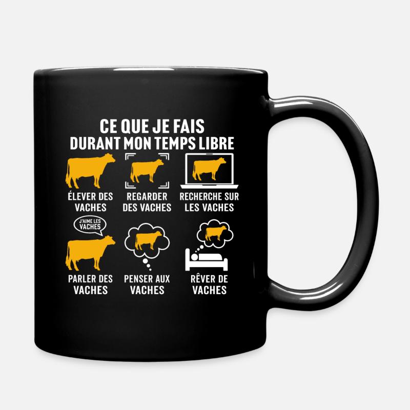 mon temps libre élever des vaches t-shirt vache - Mug uni - noir
