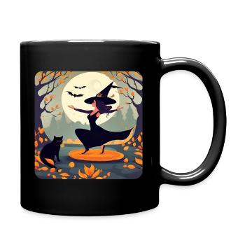Sorcière dansant dans la forêt à la pleine lune - Mug uni - noir - Droite