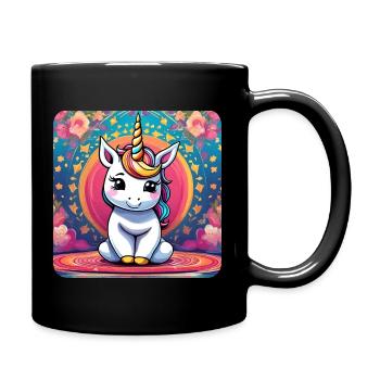 Cute little unicorn with colorful background - Full Colour Mug - black - Right