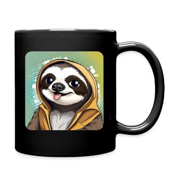 Cooles Faultier - Tasse einfarbig - Schwarz - Rechts