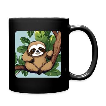 Cute sloth chilling - Full Colour Mug - black - Right