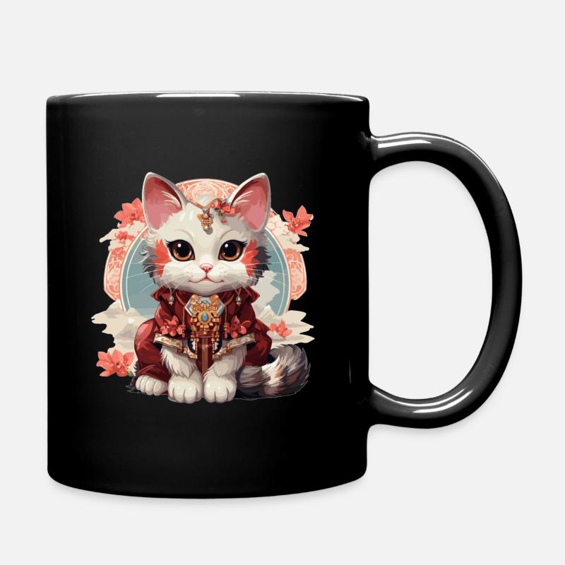 Katze Katzen - Tasse einfarbig - Schwarz