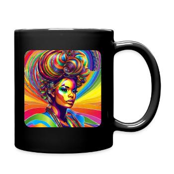 Retro Rainbow Woman - Full Colour Mug - black - Right