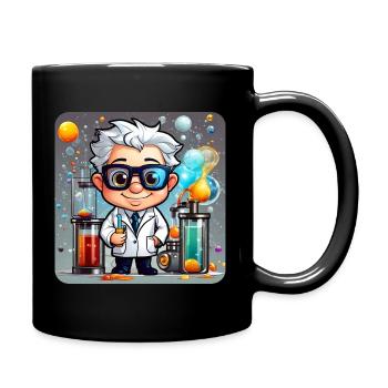Cute professor with white hair and glasses - Full Colour Mug - black - Right