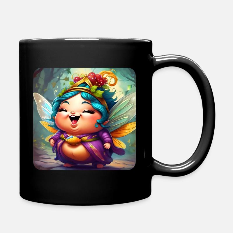 Niedliche dicke Fee mit Flügel - Tasse einfarbig - Schwarz