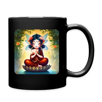 Fée ludique mignonne en position de yoga - Mug uni - noir - Droite