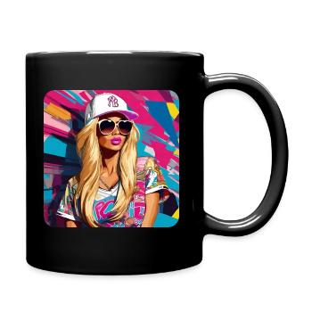 Blonde sexy girl wearing sunglasses - Full Colour Mug - black - Right
