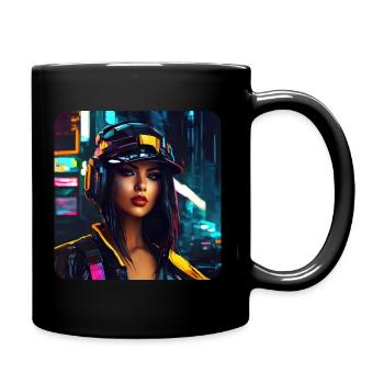 Cooles Graffiti Hip Hop Girl Street mit Kopfhörer - Tasse einfarbig - Schwarz - Rechts