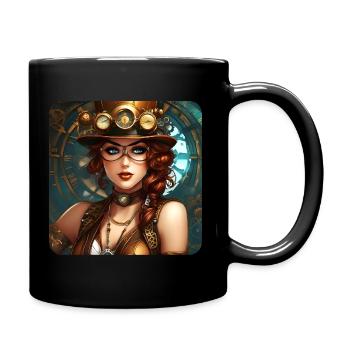 Sexy fille steampunk avec chapeau et montre - Mug uni - noir - Droite