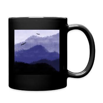 Vögel während dem Sonnenaufgang hinter Hügeln - Tasse einfarbig - Schwarz - Rechts