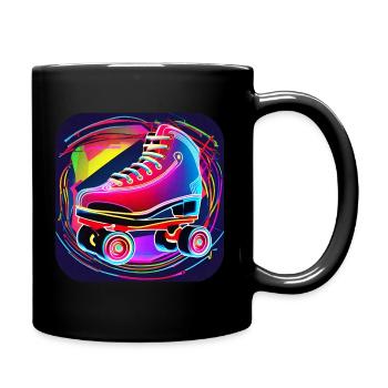 Patins à roulettes Disco colorés dans un style rétro - Mug uni - noir - Droite