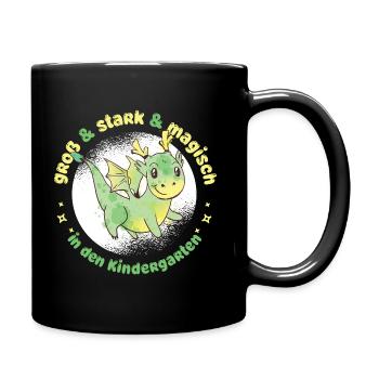 Drache - erster Tag im Kindergarten - Tasse einfarbig - Schwarz - Rechts