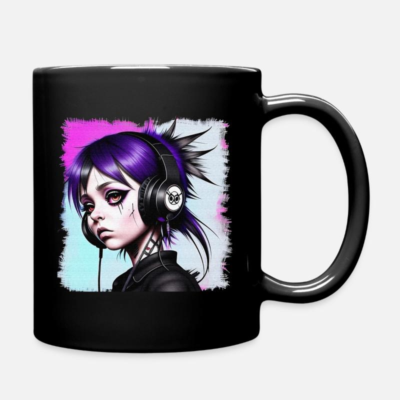Punk Mädchen mit Kopfhörern HerzAufShirt, H.A.S.H. - Tasse einfarbig - Schwarz