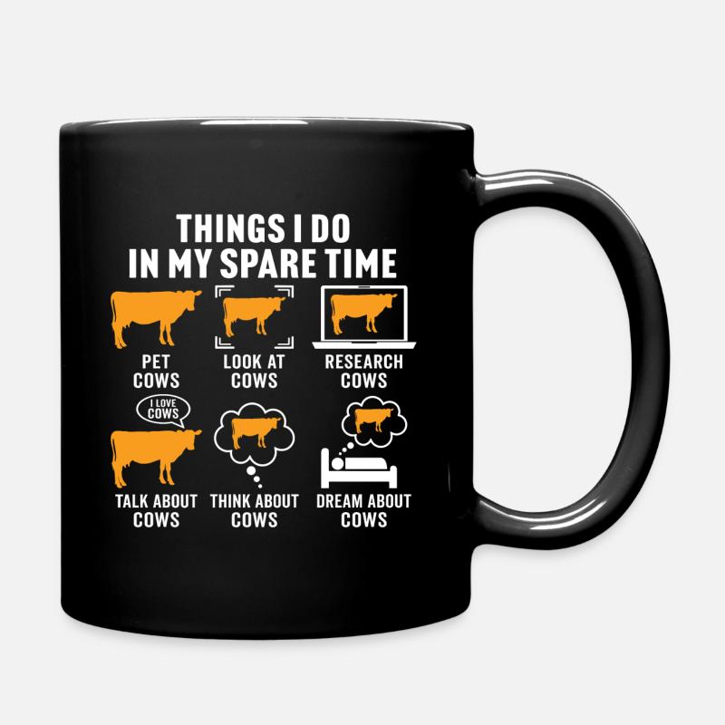 Things i do in my spare time cows funny cows - Full Colour Mug - black