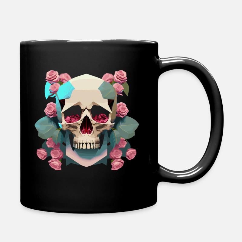 Low Poly Art Skull - Full Colour Mug - black