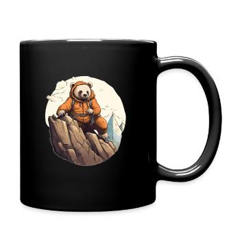 Süßer niedlicher Berg Bär mit Outdoor Jacke - Tasse einfarbig - Schwarz - Rechts