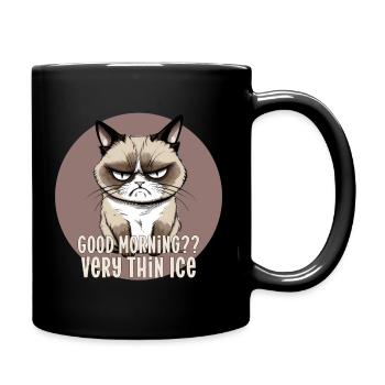 Bonjour mince glace chat en colère chat citation fun - Mug uni - noir - Droite