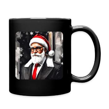 Moderner Weihnachtsmann im Anzug und Krawatte - Tasse einfarbig - Schwarz - Rechts