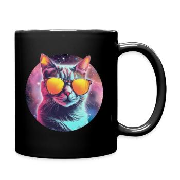 Chat avec des lunettes de soleil - Mug uni - noir - Droite