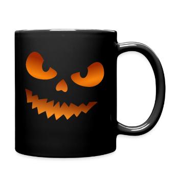 Pumpkin Face - Halloween Kürbis Gesicht - Gruseln - Tasse einfarbig - Schwarz - Rechts