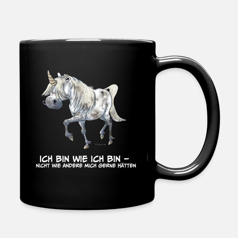 Einhorn IchBinWieIchBin - Tasse einfarbig - Schwarz