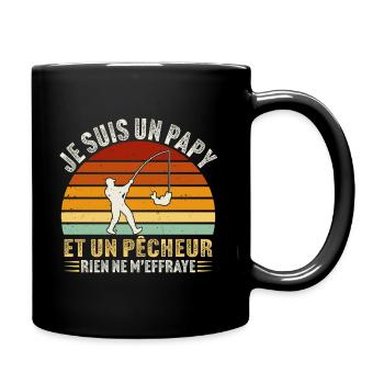 je suis un papy et un pêcheur rien ne m'effraye - Mug uni - noir - Droite
