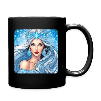 Winter Eiskönigin mit Eiskristallen - Tasse einfarbig - Schwarz - Rechts