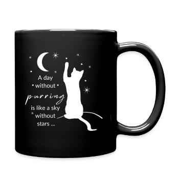 Cat / Cats - A Day Without Purring - Full Colour Mug - black - Right