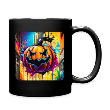 Tête de citrouille d’Halloween effrayante dans le Style Graffiti - Mug uni - noir - Droite