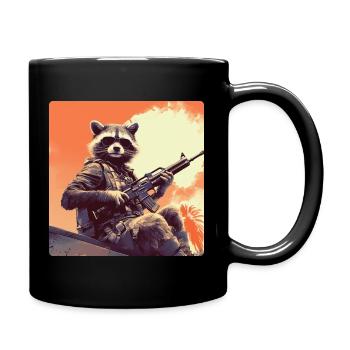 Armee Waschbär - Tasse einfarbig - Schwarz - Rechts