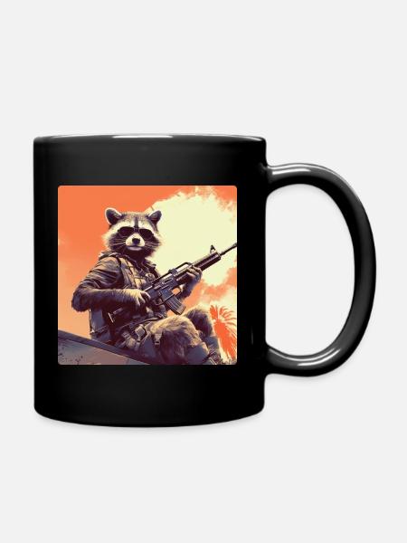 Armee Waschbär - Tasse einfarbig - Schwarz