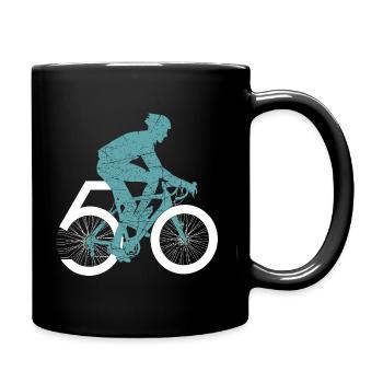 50 ans de cyclistes : T-shirt drôle d’anniversaire - Mug uni - noir - Droite
