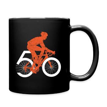 50 ans de cyclistes : T-shirt drôle d’anniversaire - Mug uni - noir - Droite