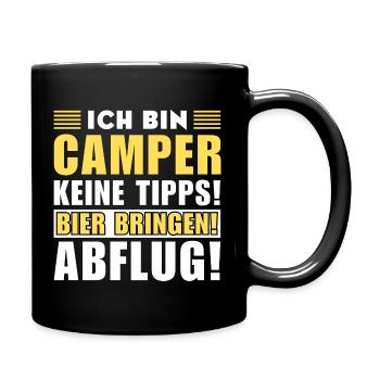 Ich bin Camper - Keine Tipps! Bier bringen - Tasse einfarbig - Schwarz - Rechts