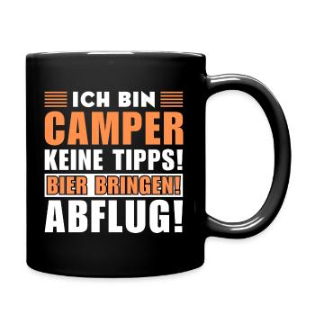 Ich bin Camper - Keine Tipps! Bier bringen - Tasse einfarbig - Schwarz - Rechts