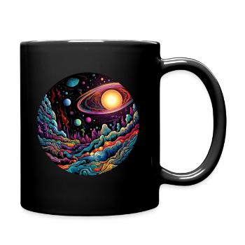 Surrealist space artwork with planets - Full Colour Mug - black - Right