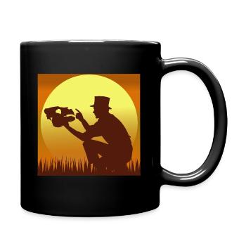 Philosophizing man at sunset - Full Colour Mug - black - Right