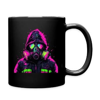 Colorful Anime guy with gas mask - Tasse einfarbig - Schwarz - Rechts
