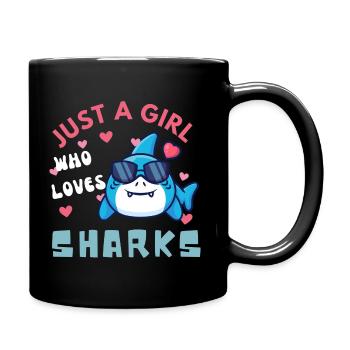 nur ein Mädchen, das Haie liebt - Tasse einfarbig - Schwarz - Rechts