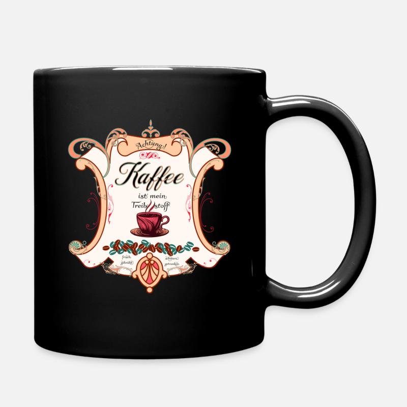Kaffee ist mein Treibstoff rot - Tasse einfarbig - Schwarz