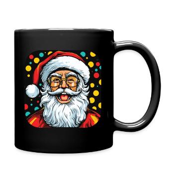 Weihnachtsmann Bunt Santa Xmas - Tasse einfarbig - Schwarz - Rechts