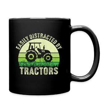 easily distracted by tractors - Full Colour Mug - black - Right