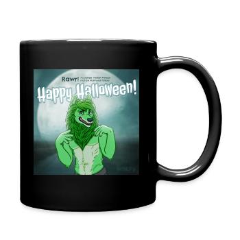 Halloween Wolfy - Tasse einfarbig - Schwarz - Rechts