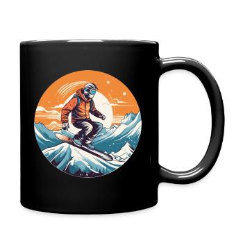 Snowboard ou ski puis après-ski - Mug uni - noir - Droite