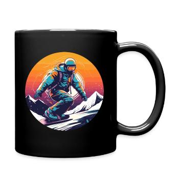 Snowboarding or skiing and then après ski - Full Colour Mug - black - Right