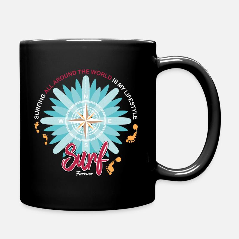 Travel across the world on a wave. - Full Colour Mug - black