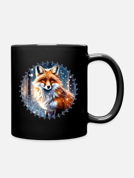 Winterzauber Fuchs - Tasse einfarbig - Schwarz