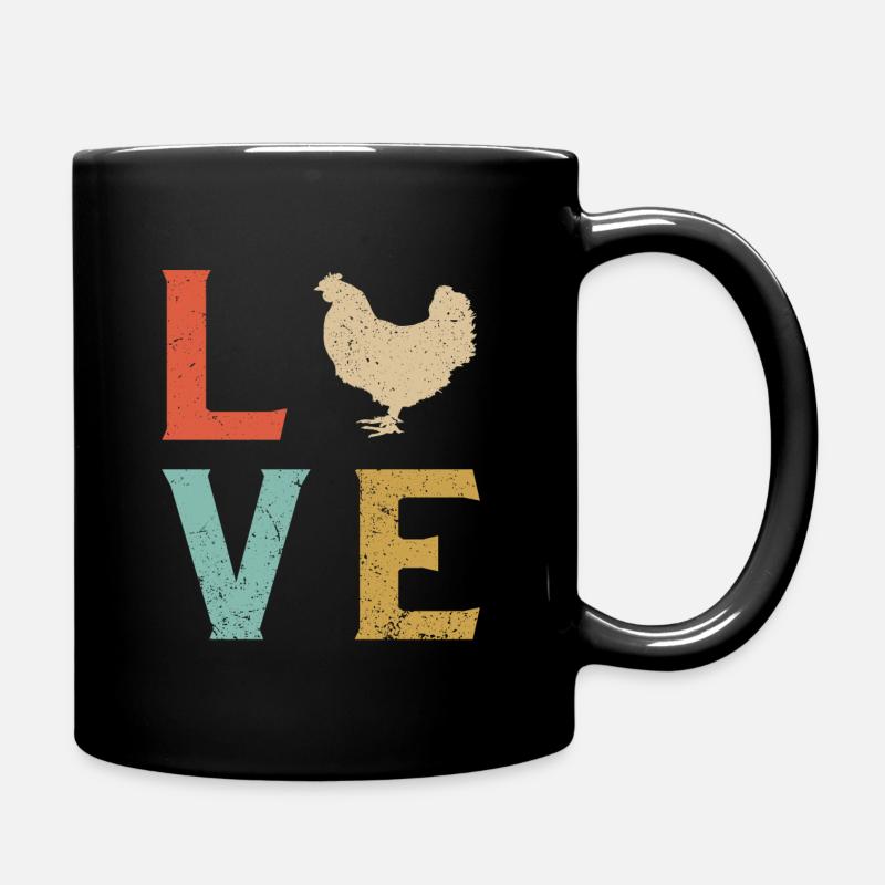 Ich liebe Hühner - Tasse einfarbig - Schwarz