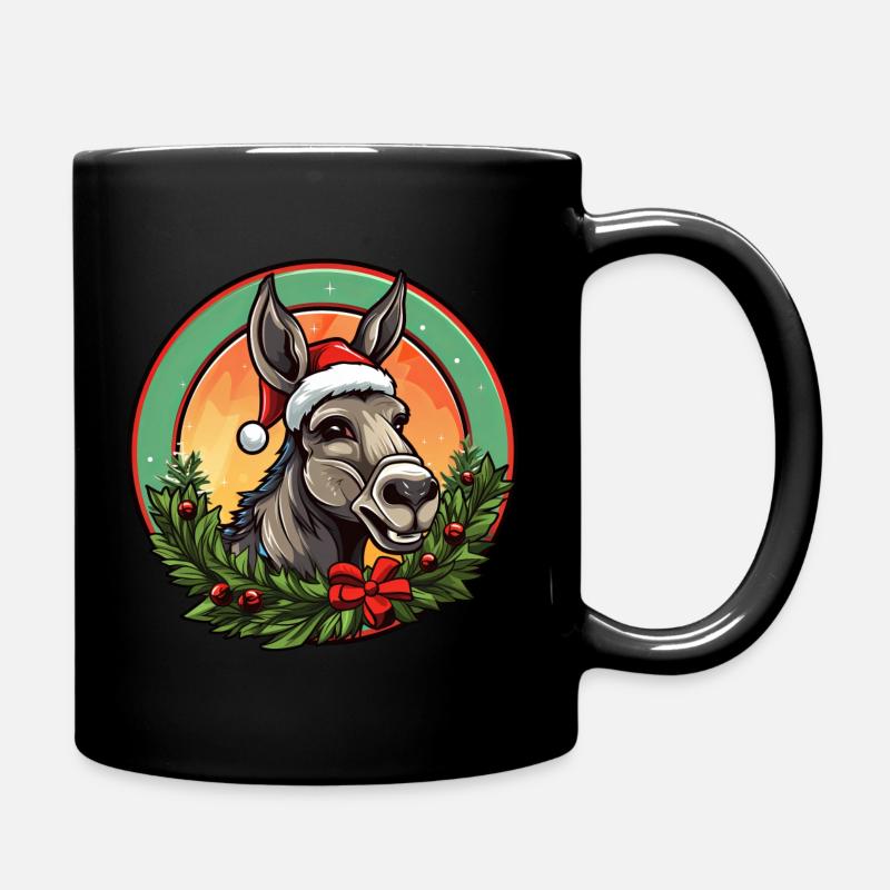 Esel Weihnachten - Tasse einfarbig - Schwarz
